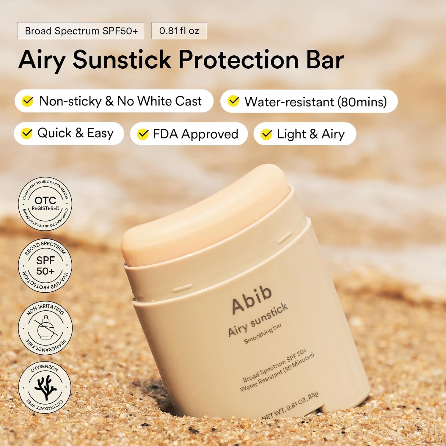 Airy Semi-Matte Sunscreen Stick SPF50+ For Oily Skin