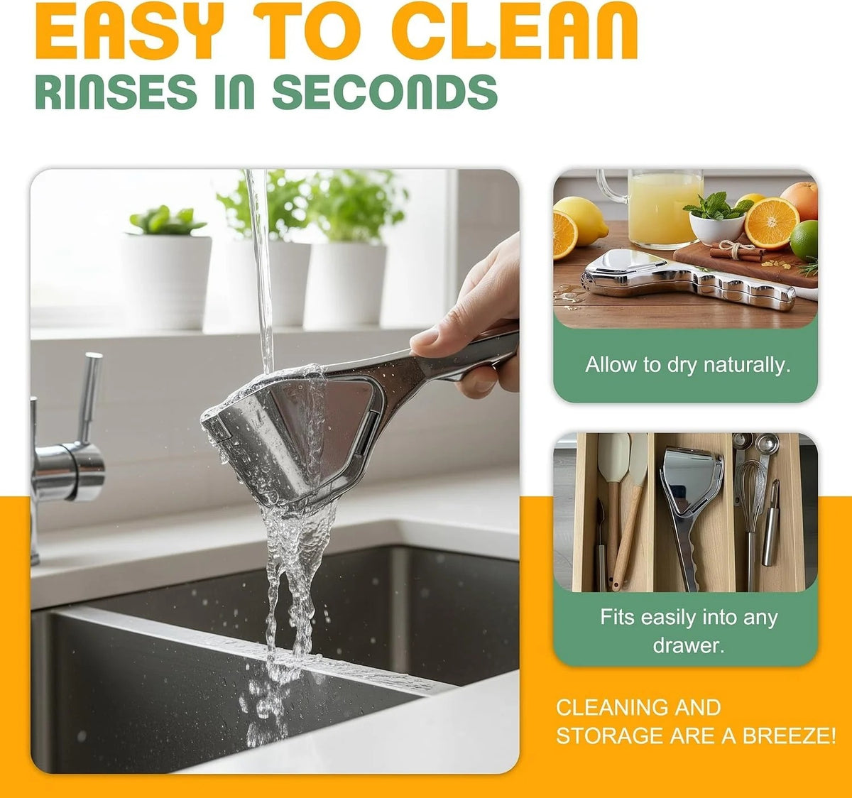 Stainless Steel Lemon Squeezer – Heavy-Duty Manual Juicer